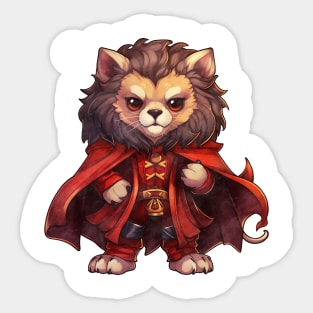 Cartoon African Lion in Dracula Costume Sticker